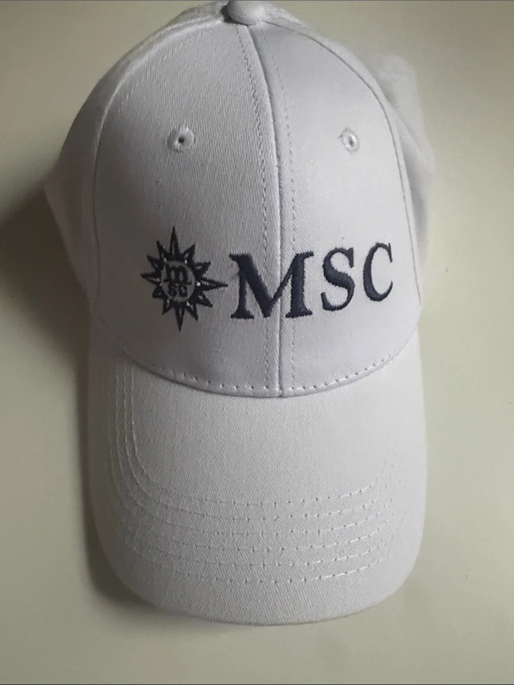 MSC Embroidered White Baseball Cap